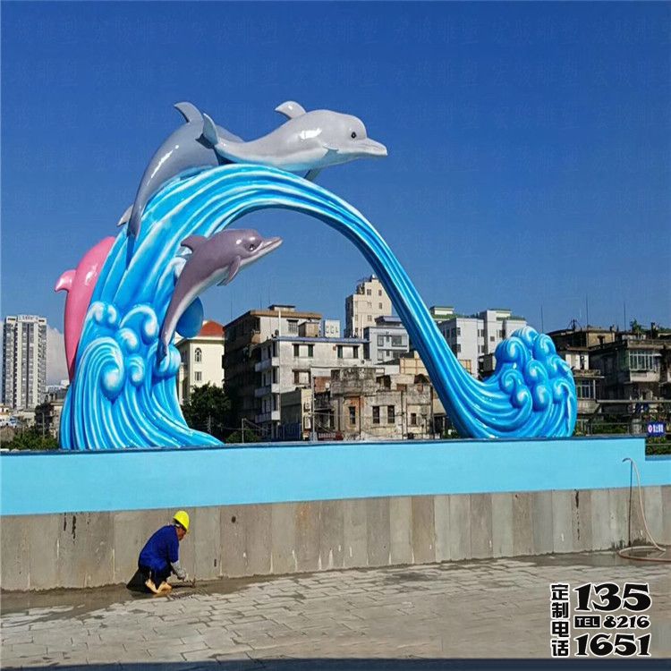 大型廣場(chǎng)擺放跳躍的玻璃鋼海豚雕塑 大型廣場(chǎng)擺放跳躍的玻璃鋼海豚雕塑