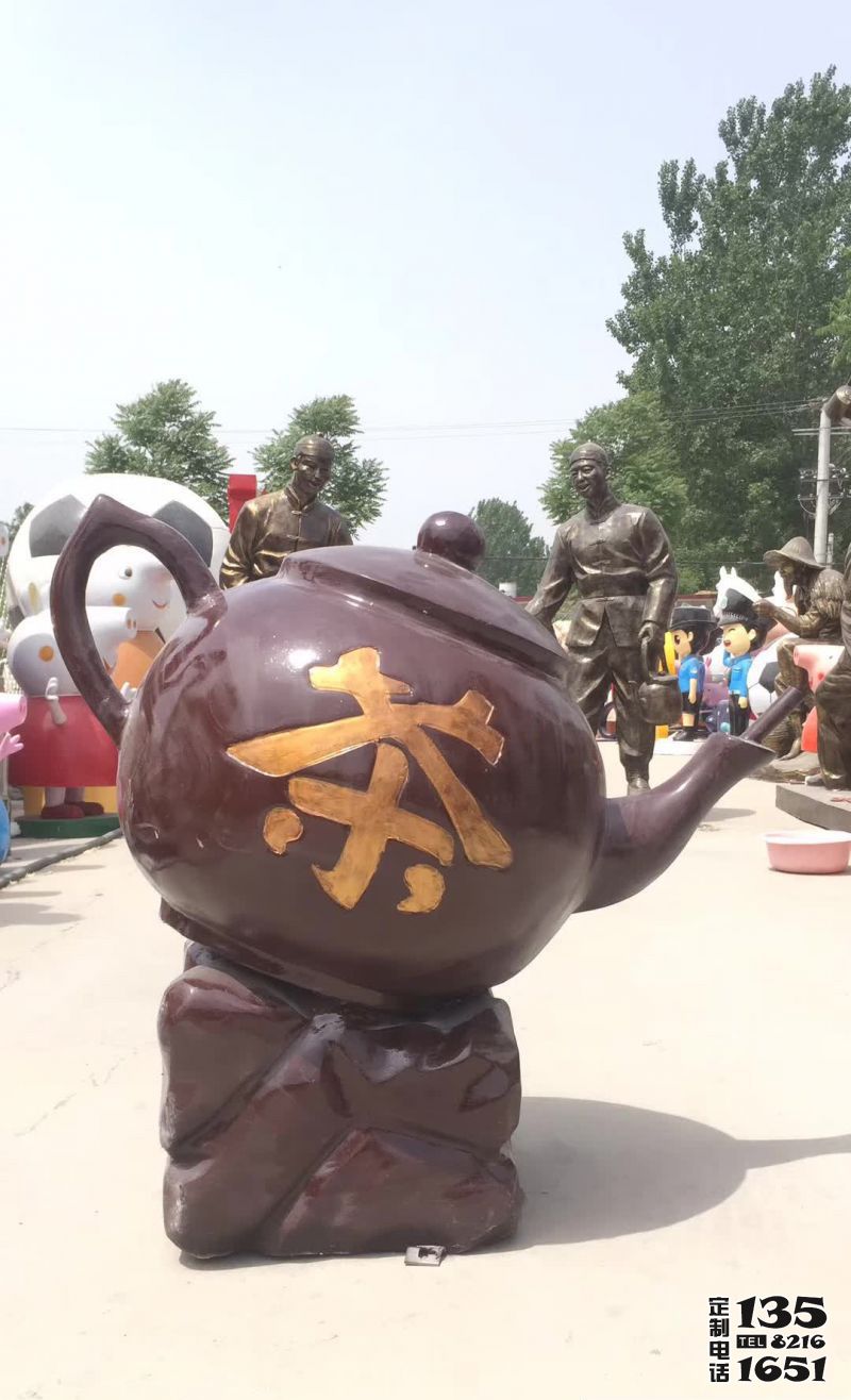 景區(qū)玻璃鋼彩繪創(chuàng)意茶天壺雕塑 景區(qū)玻璃鋼彩繪創(chuàng)意茶天壺雕塑