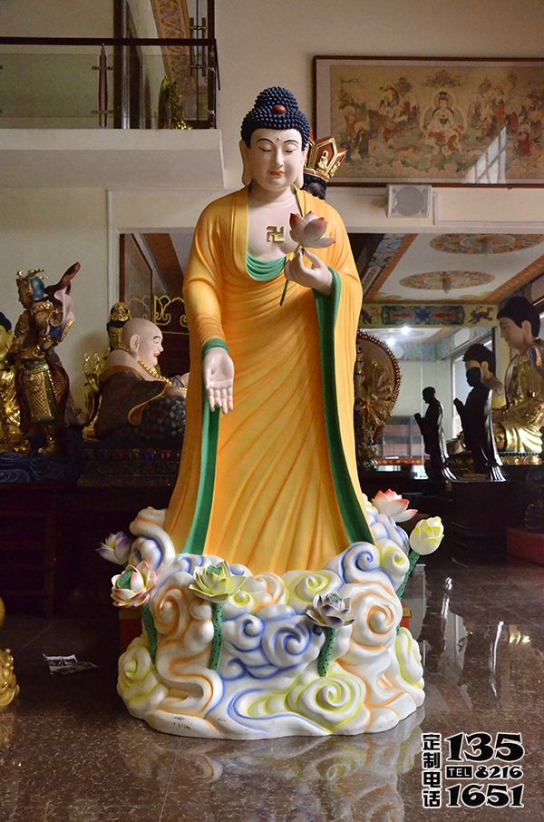 廟宇玻璃鋼彩繪踏著祥云的如來(lái)佛祖雕塑 廟宇玻璃鋼彩繪踏著祥云的如來(lái)佛祖雕塑