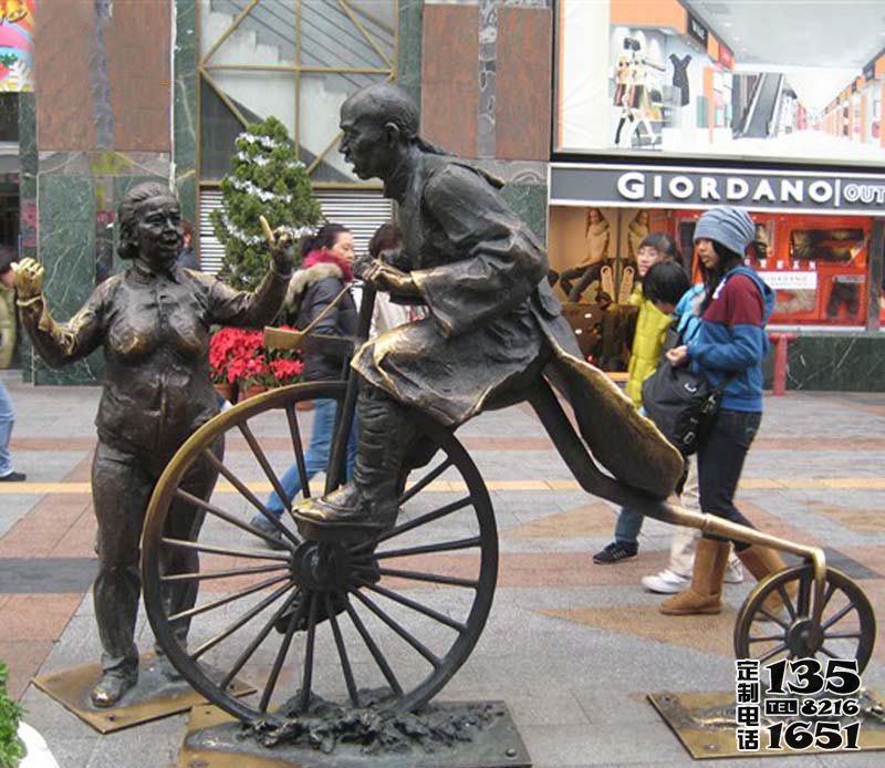 古代人物戶外廣場創(chuàng)意景觀玻璃鋼仿銅騎車雕塑 古代人物戶外廣場創(chuàng)意景觀玻璃鋼仿銅騎車雕塑