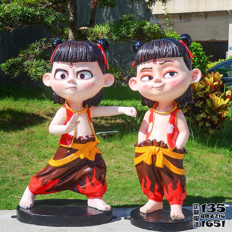 魔童降世卡通公仔商場美陳城市玻璃鋼哪吒雕塑 魔童降世卡通公仔商場美陳城市玻璃鋼哪吒雕塑